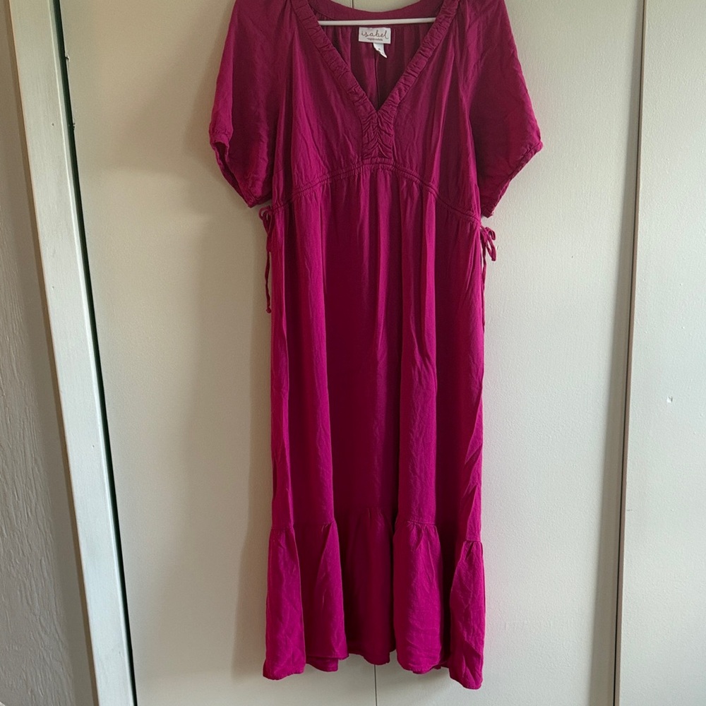 Hot Pink midi maternity dress